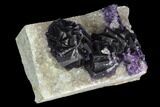 Dark Purple Cubic Fluorite on Quartz - China #125319-2
